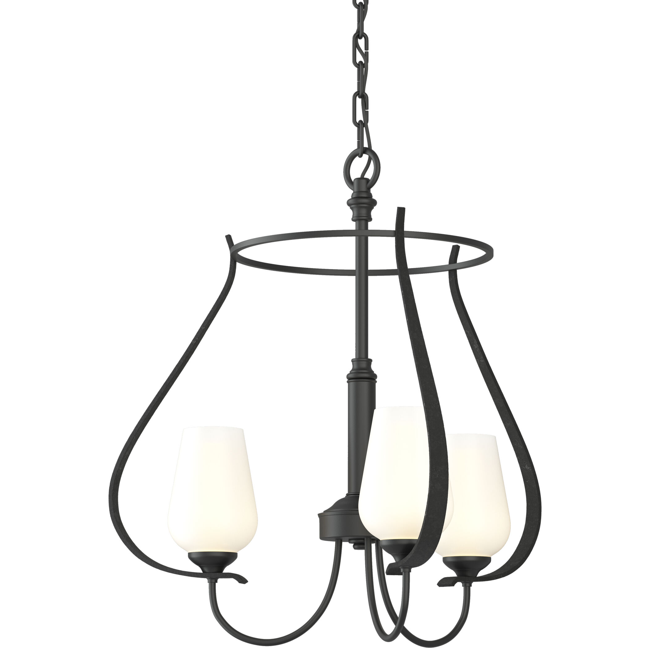 Flora 3 Light 19.4 inch Black Chandelier Ceiling Light in Opal