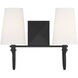 Cameron 2 Light 15 inch Matte Black Bathroom Vanity Light Wall Light, Essentials
