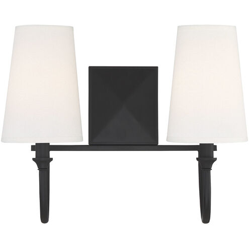 Cameron 2 Light 15 inch Matte Black Bathroom Vanity Light Wall Light, Essentials