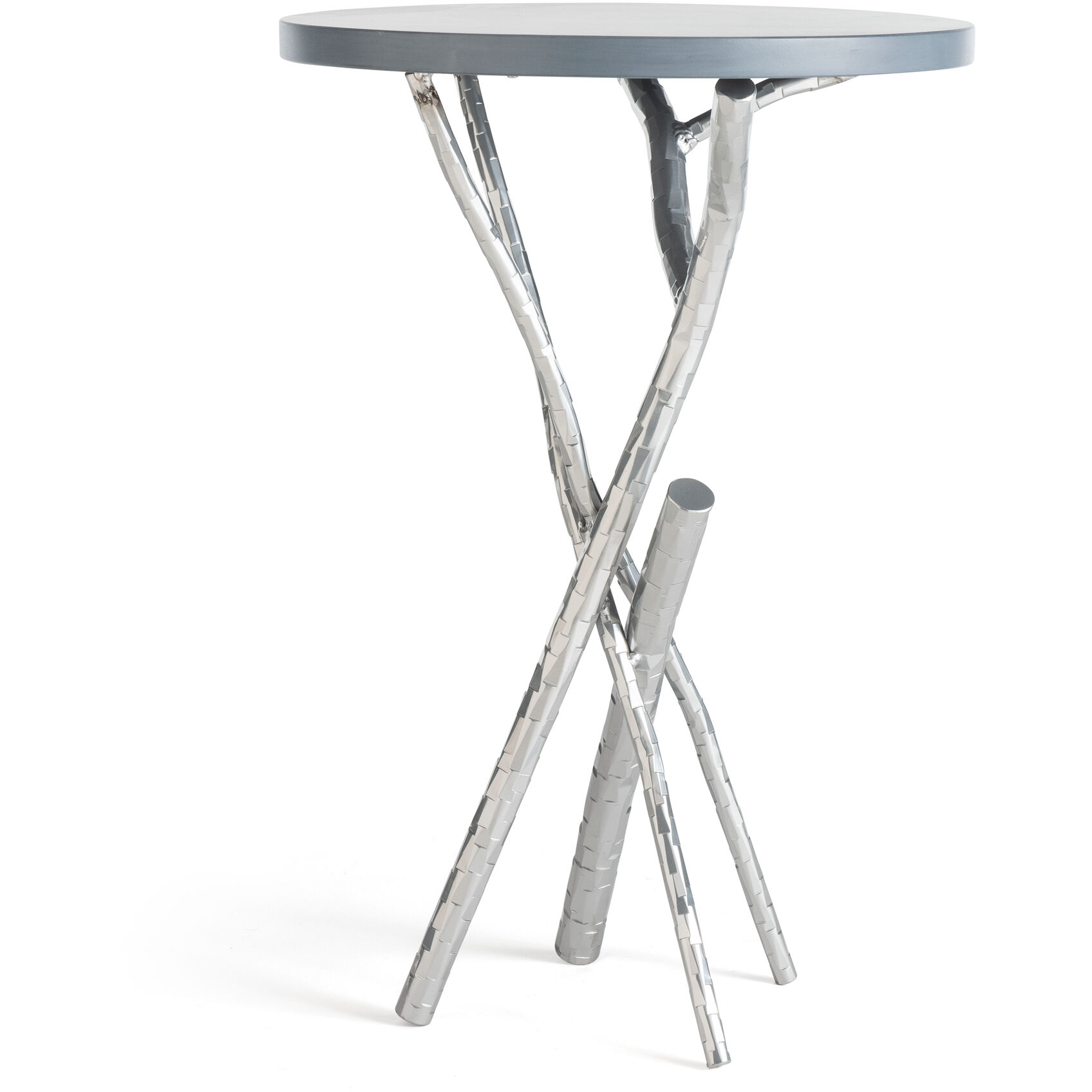 Brindille 18 inch Modern Brass Accent Table in Maple Grey, Wood Top
