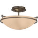 Plain 2 Light 14.5 inch Bronze Semi-Flush Ceiling Light in Sand, Small