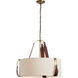 Saratoga 3 Light 26.2 inch Antique Brass Pendant Ceiling Light in Leather British Brown, Flax, Small