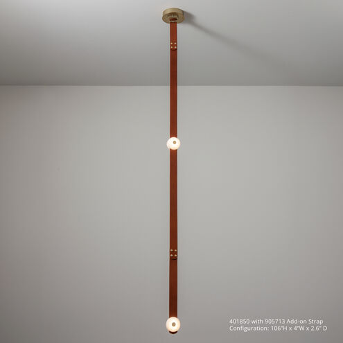 Art & Alchemy SNAPS LED 4 inch Modern Brass Pendant Ceiling Light in Chestnut Leather with Alabaster, Small