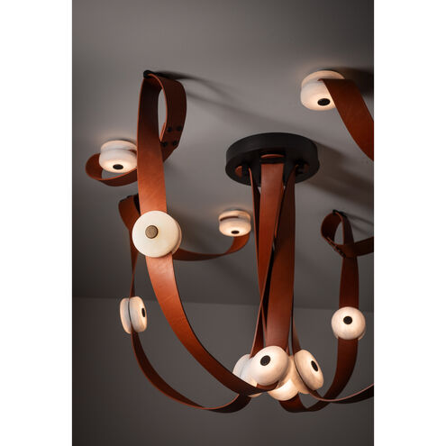 Art & Alchemy SNAPS LED 86.5 inch White Pendant Ceiling Light in White Leather with Alabaster, Large