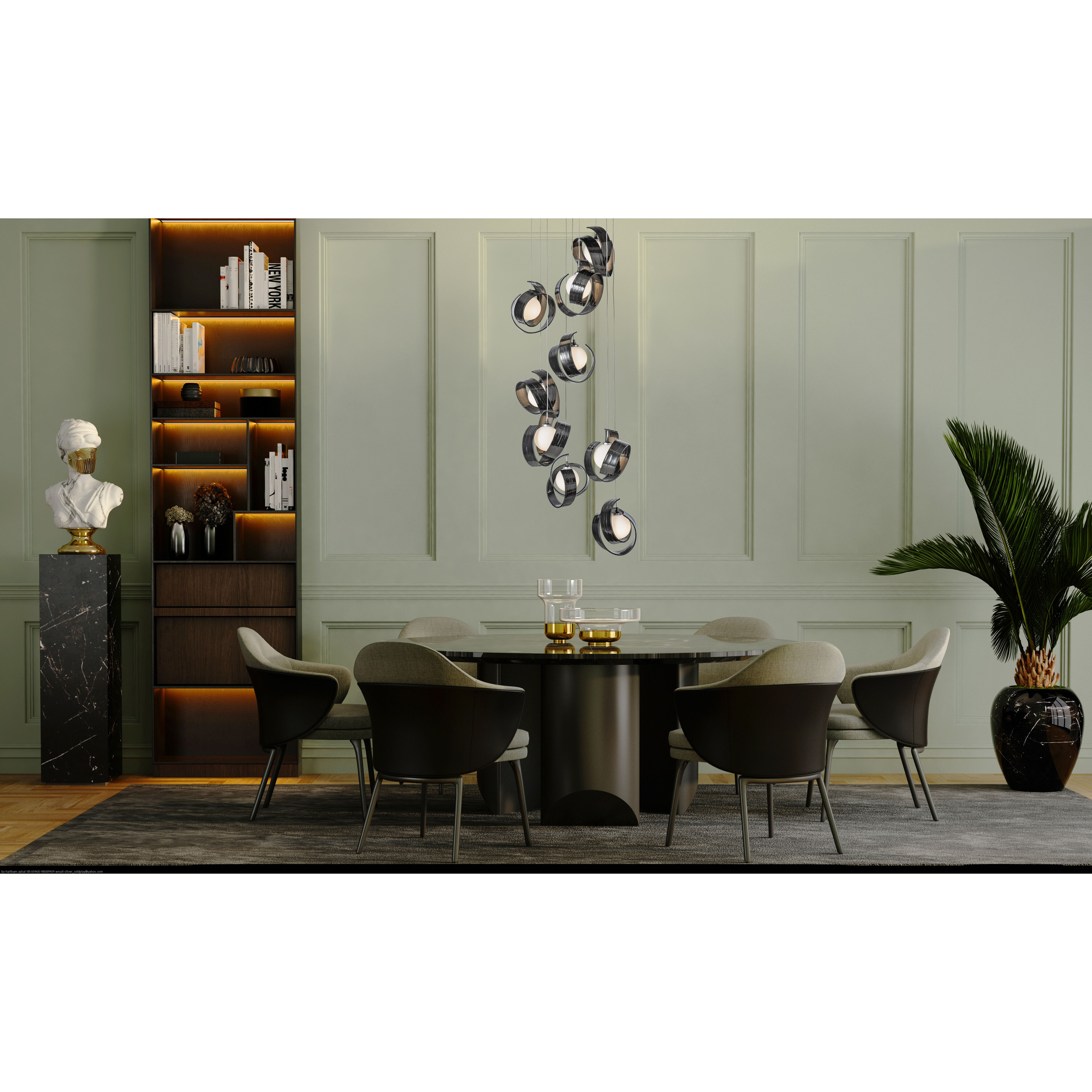 Riza 9 Light 21.1 inch Ink Pendant Ceiling Light