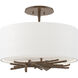Brindille 3 Light 15 inch Bronze Semi-Flush Ceiling Light in Natural Anna
