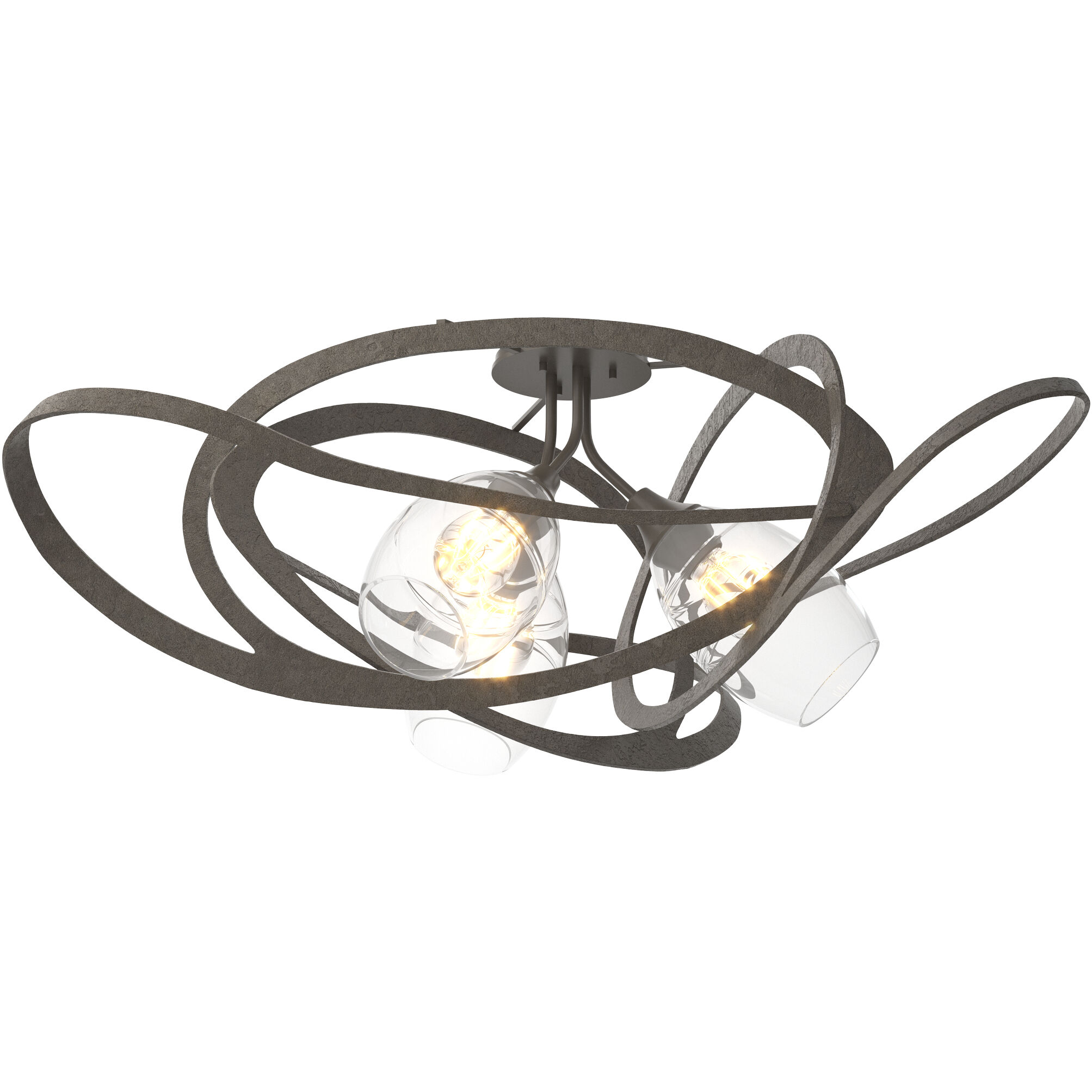 Nest 3 Light 37.2 inch Dark Smoke Semi-Flush Ceiling Light