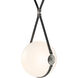 Derby LED 14.9 inch Black with Polished Nickel Pendant Ceiling Light in Leather Black/Hubbardton forge Branded Plate, Black/Polished Nickel, Short
