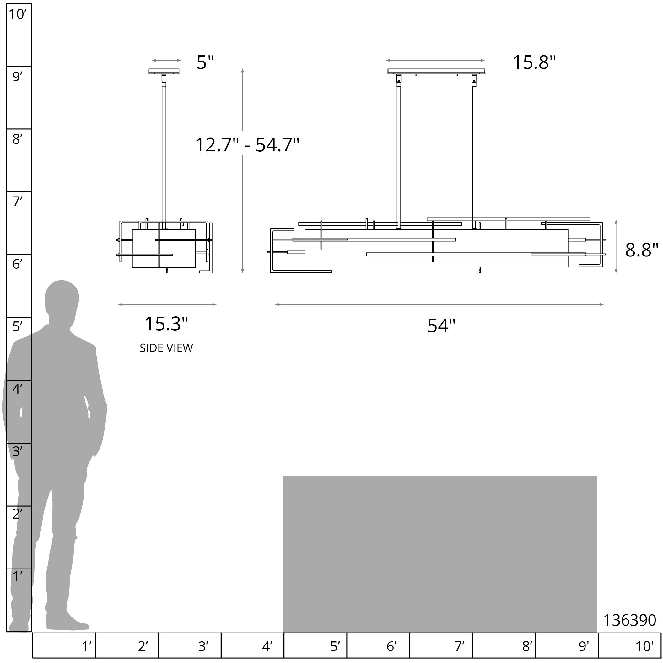Etch 4 Light 54 inch Natural Iron Pendant Ceiling Light in Natural Anna