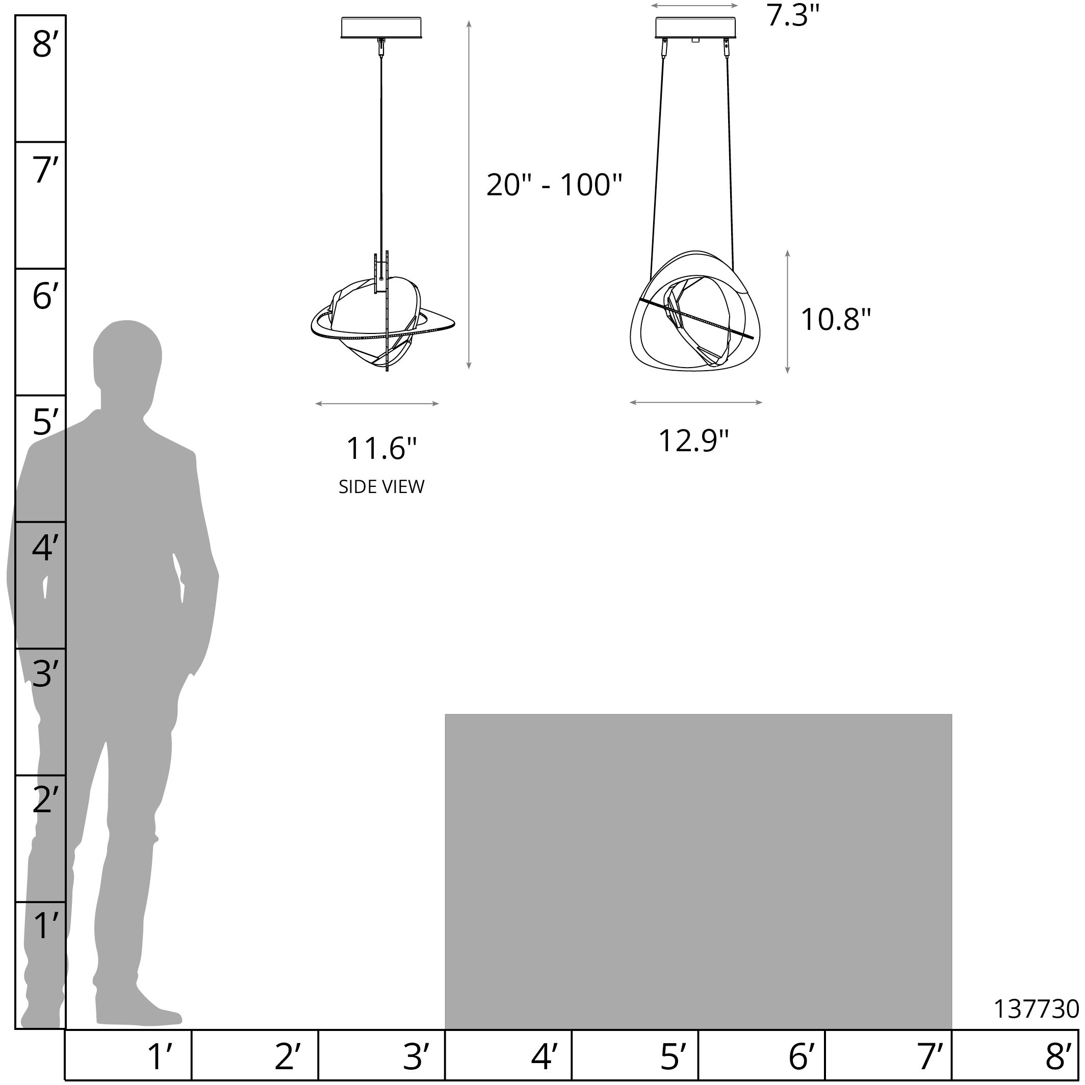 Venn LED 12.9 inch Dark Smoke Pendant Ceiling Light