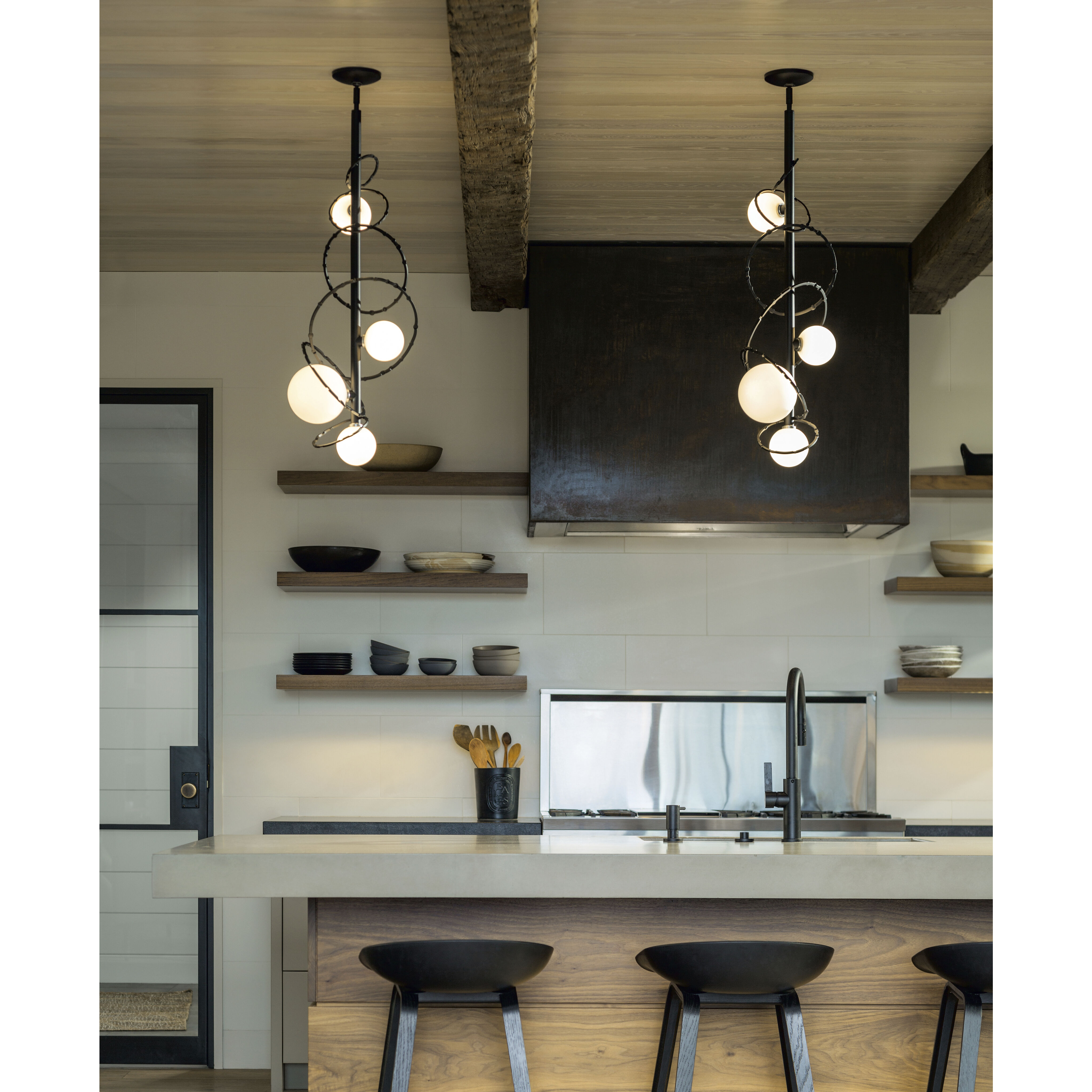 Olympus 4 Light 13.9 inch Modern Brass Vertical Pendant Ceiling Light