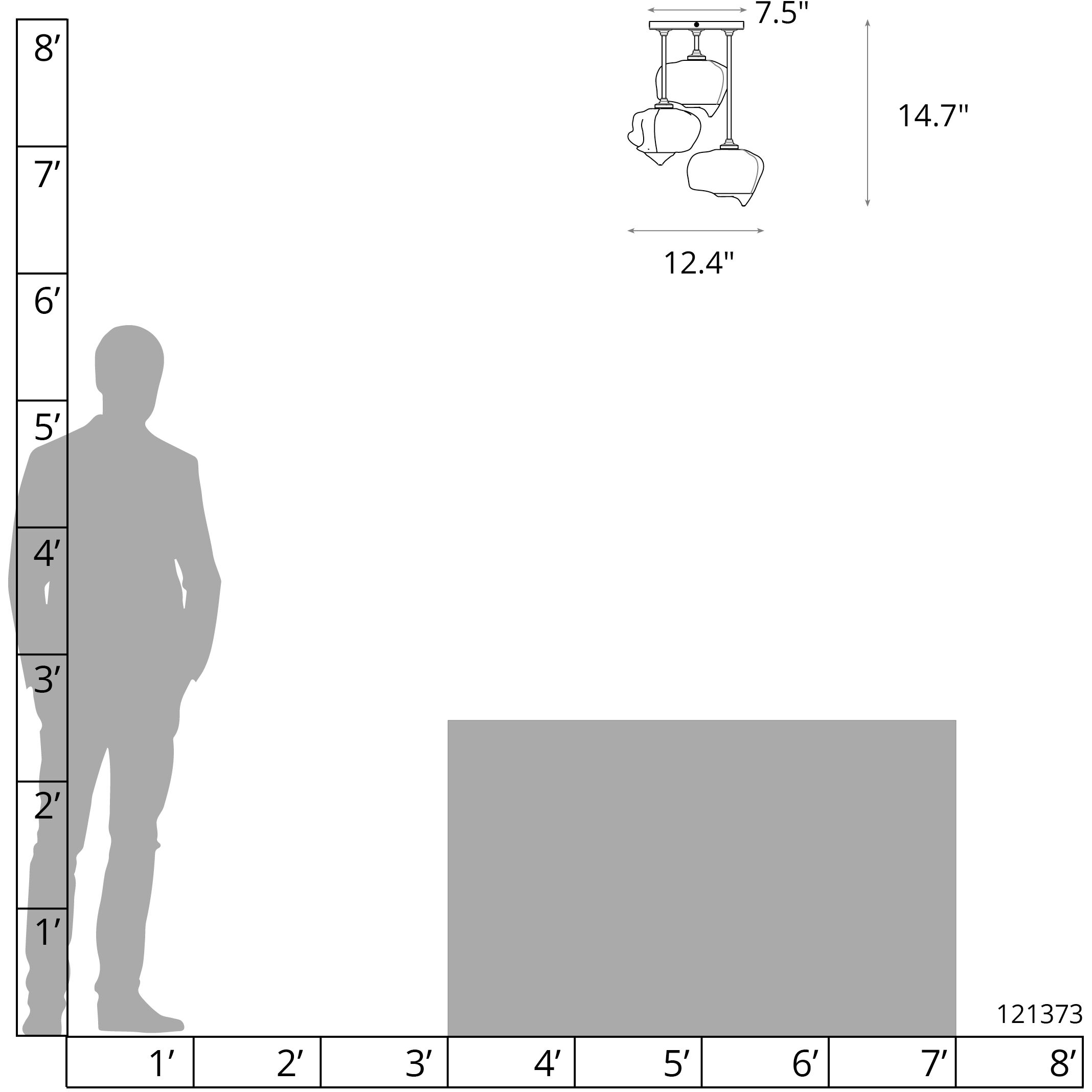 Ume 3 Light 12.4 inch Bronze Semi-Flush Ceiling Light in Frosted