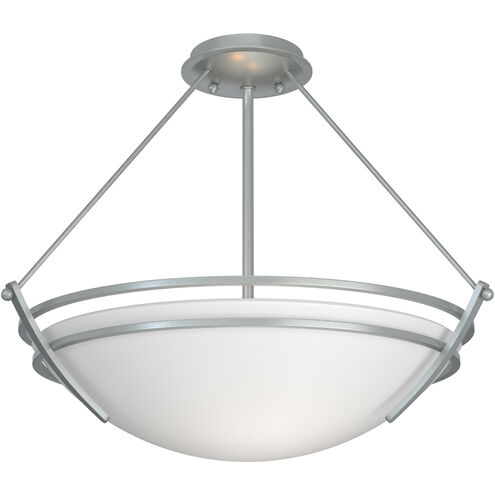 Presidio Tryne 3 Light 18 inch Vintage Platinum Semi-Flush Ceiling Light in Opal