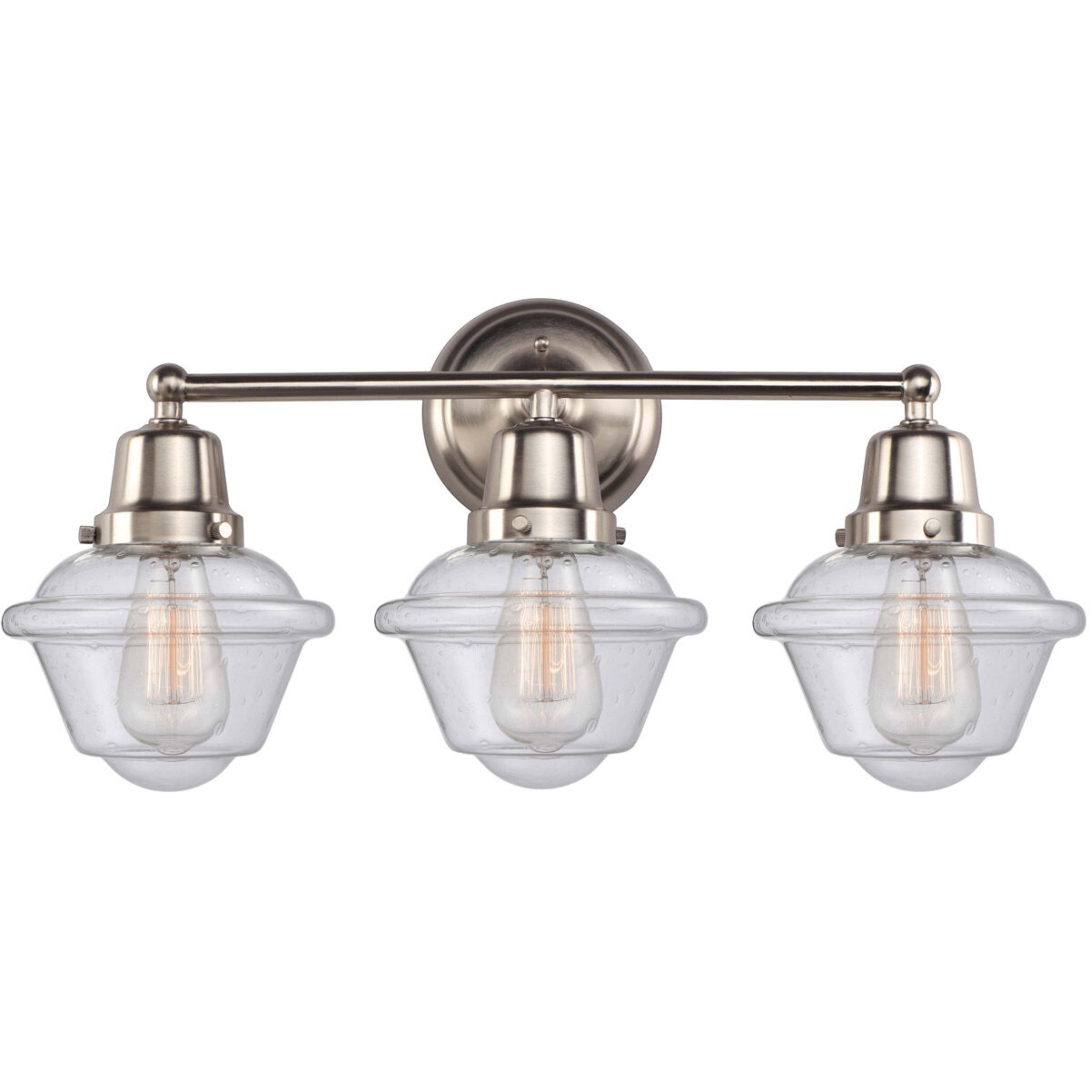 Aditi Small Oxford 3 Light 23.5 inch Brushed Satin Nickel Bath Vanity Light Wall Light, Aditi