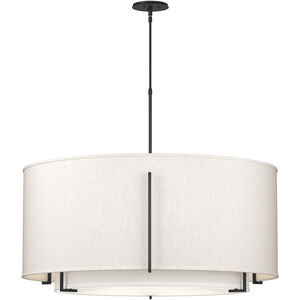 Exos Double Shade 3 Light 37.2 inch Black Large Scale Pendant Ceiling Light in Natural Anna/Flax