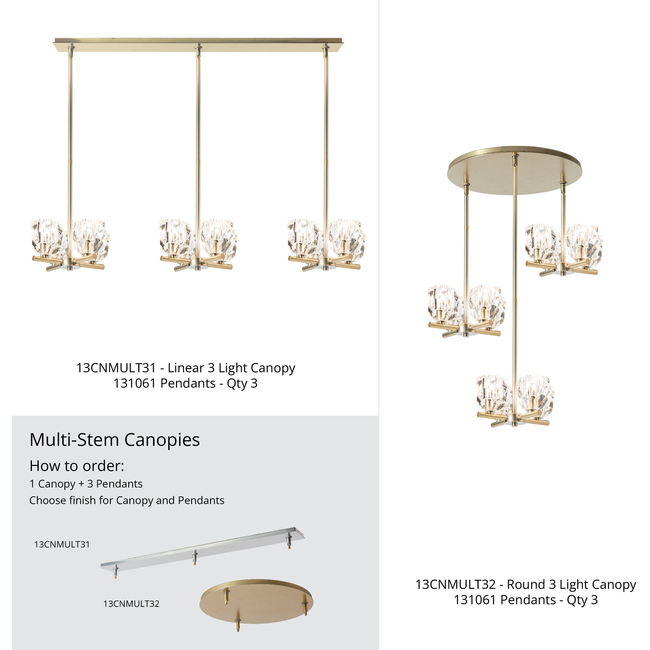 Gatsby 4 Light 11.6 inch Modern Brass Semi-Flush/Pendant Ceiling Light