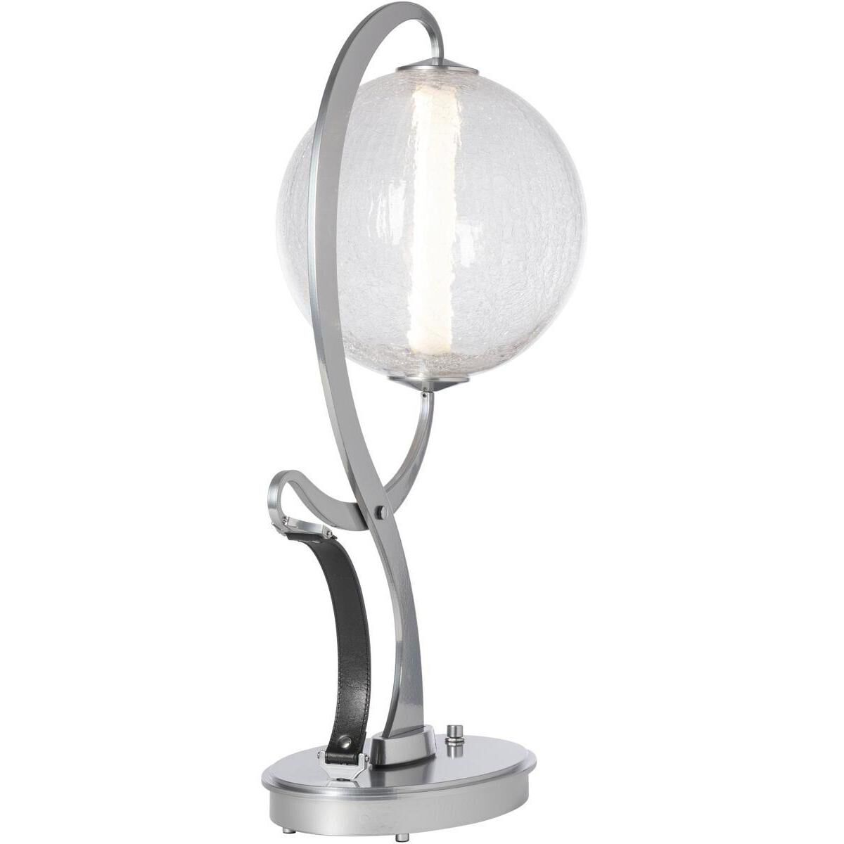Pression 24.5 inch 4.3 watt Sterling Table Lamp Portable Light in Leather Black, Crackle