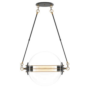 Otto 2 Light 28.4 inch Black with Brass Accents Pendant Ceiling Light in Stainless Steel Mesh tube, Sphere