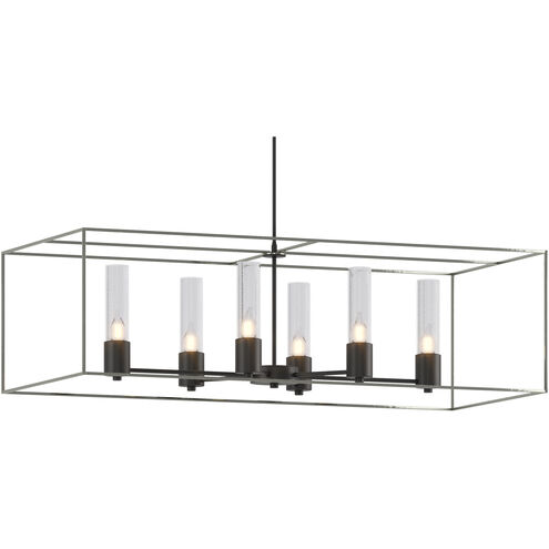 Portico 6 Light 42 inch Black and Sterling Pendant Ceiling Light in Black/Sterling, Seeded Clear