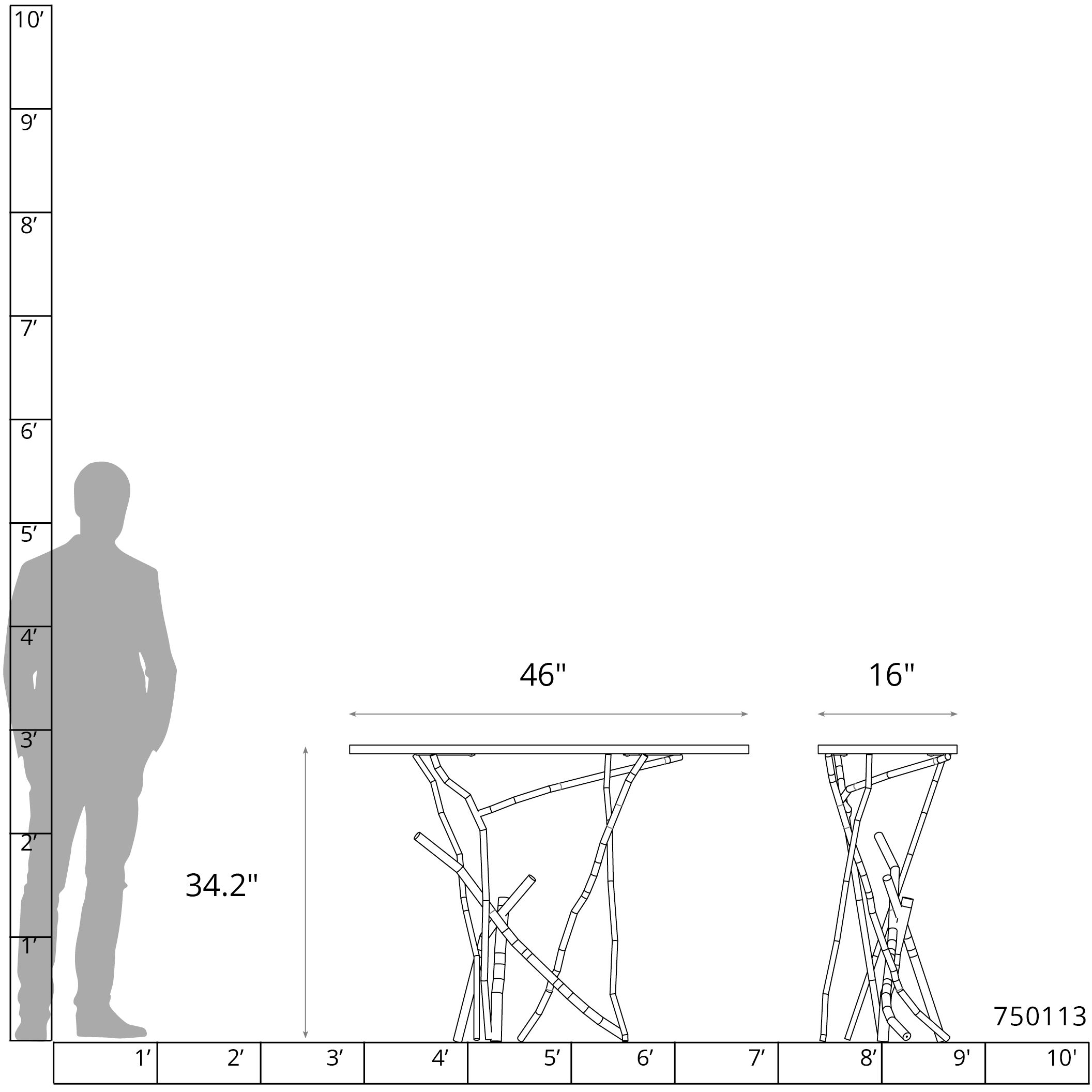 Brindille 46 X 16 inch Dark Smoke Console Table in Maple Espresso, Wood Top