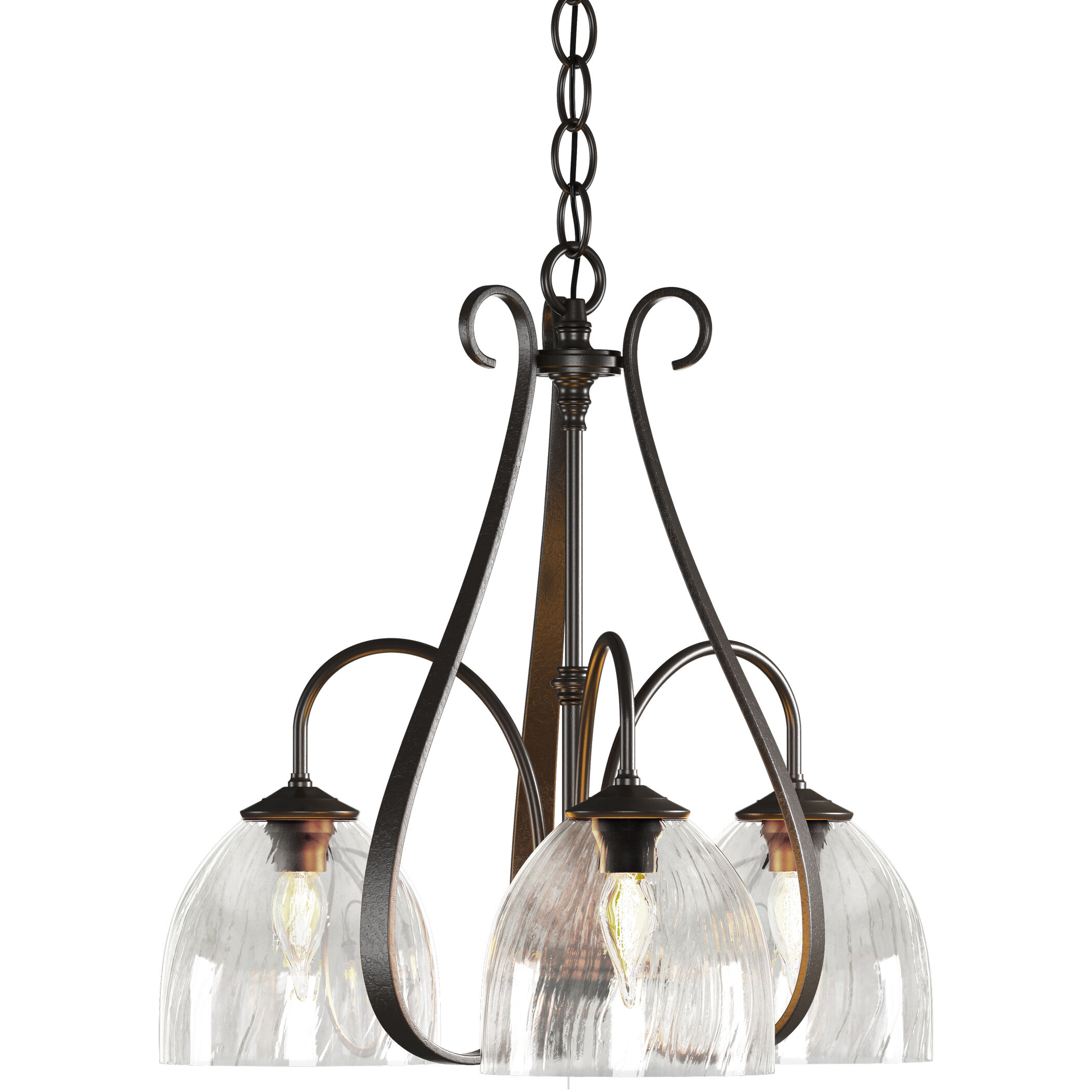 Sweeping Taper 3 Light 18.4 inch Oil Rubbed Bronze Chandelier Ceiling Light in Water