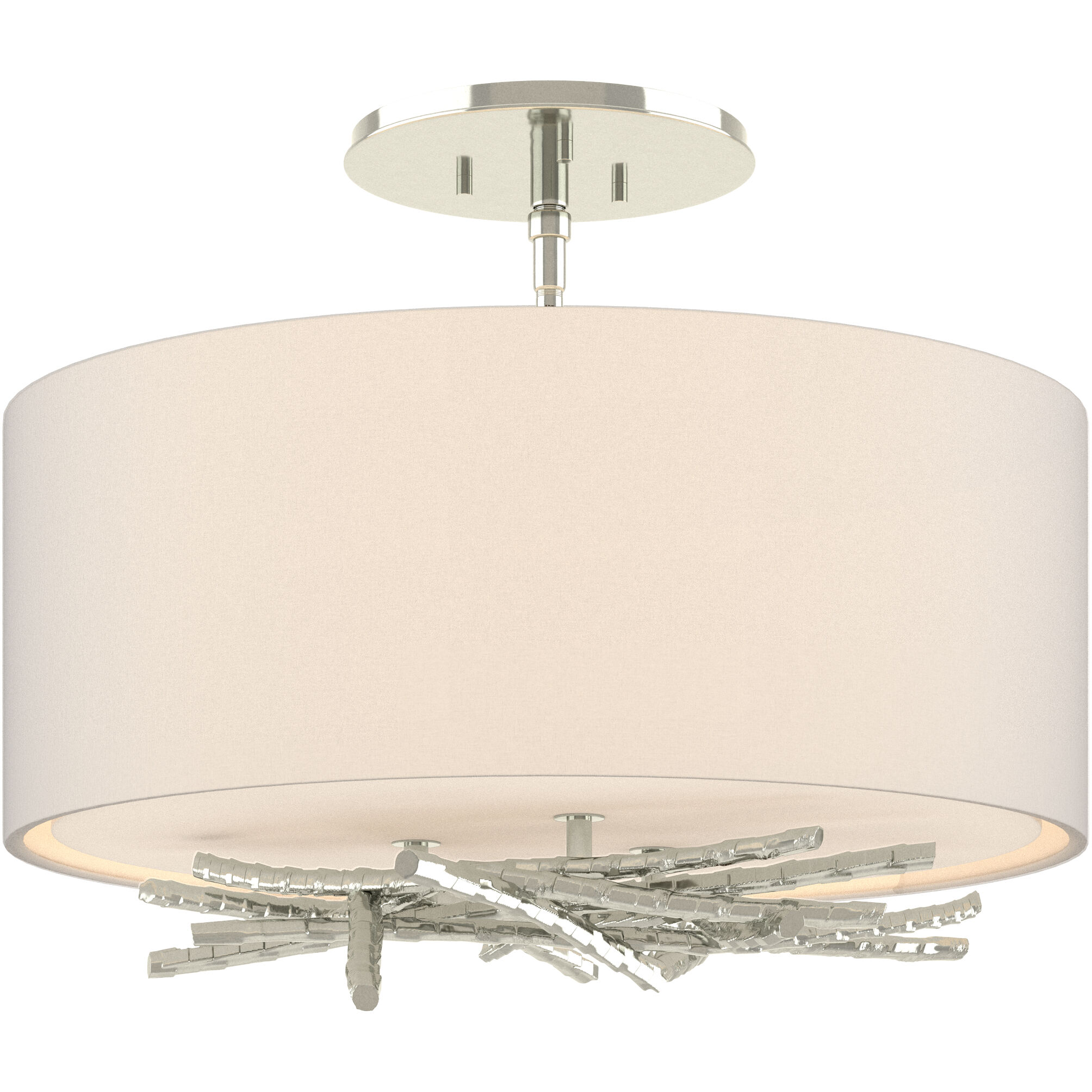 Brindille 3 Light 15 inch Sterling Semi-Flush Ceiling Light in Flax