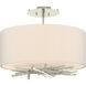 Brindille 3 Light 15 inch Sterling Semi-Flush Ceiling Light in Flax
