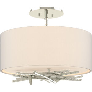 Brindille 3 Light 15 inch Sterling Semi-Flush Ceiling Light in Flax