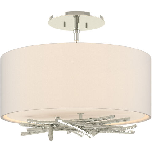 Brindille 3 Light 15 inch Sterling Semi-Flush Ceiling Light in Flax