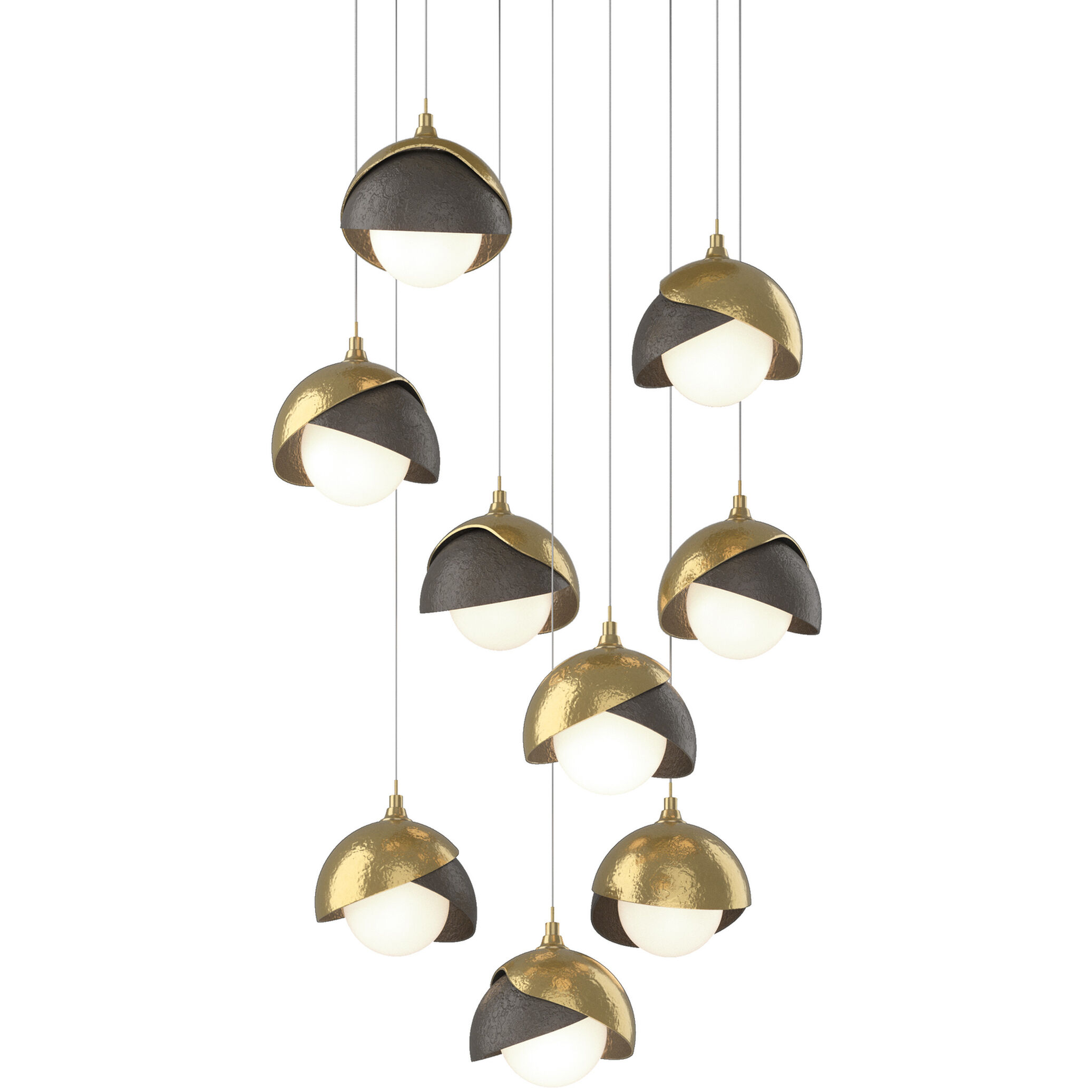 Brooklyn 9 Light 20.5 inch Modern Brass and Dark Smoke Pendant Ceiling Light in Modern Brass/Dark Smoke, Round