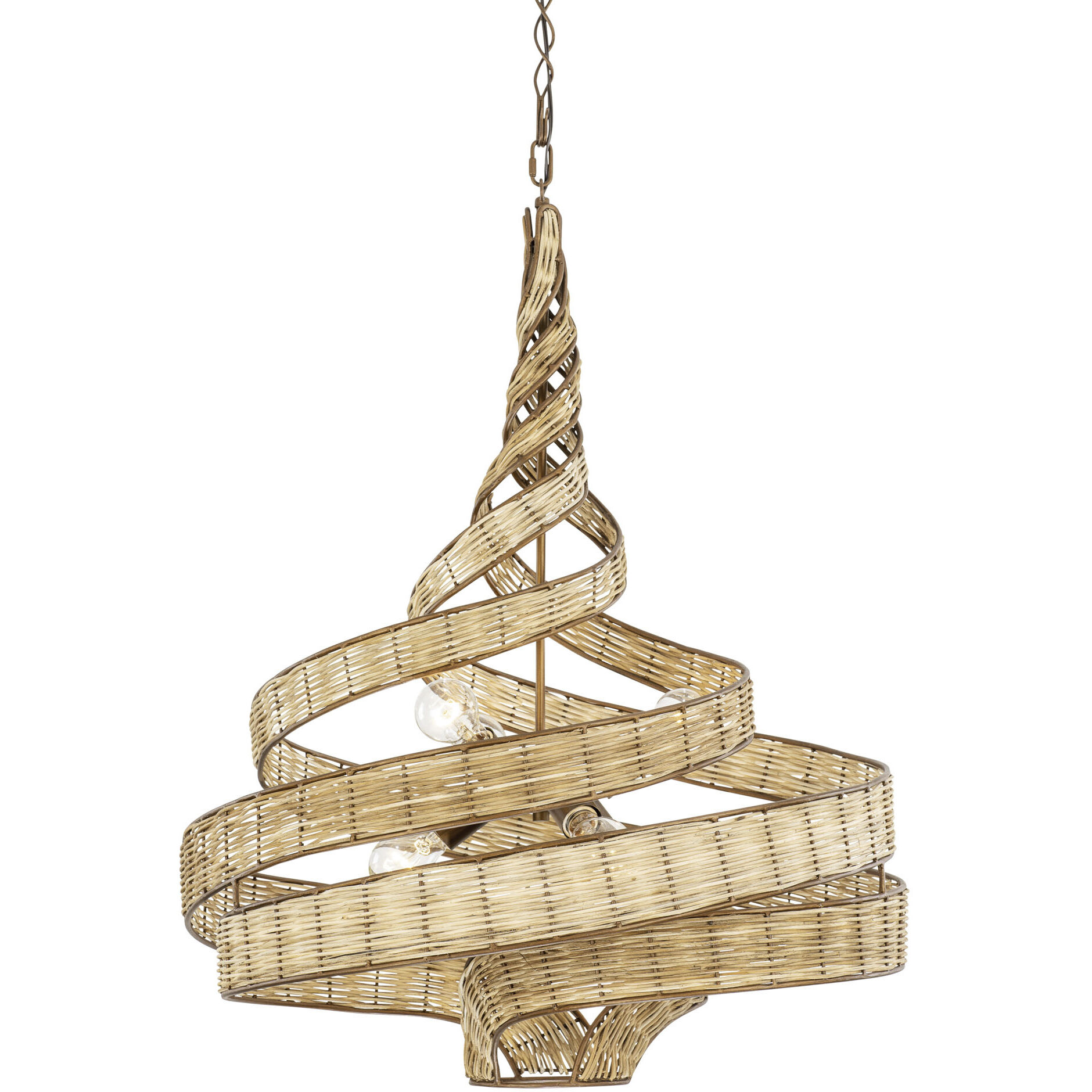 Flow 6 Light 26 inch Baguette and Natural Rattan Pendant Ceiling Light in Baguette/Natural Rattan, Smithsonian Collaboration