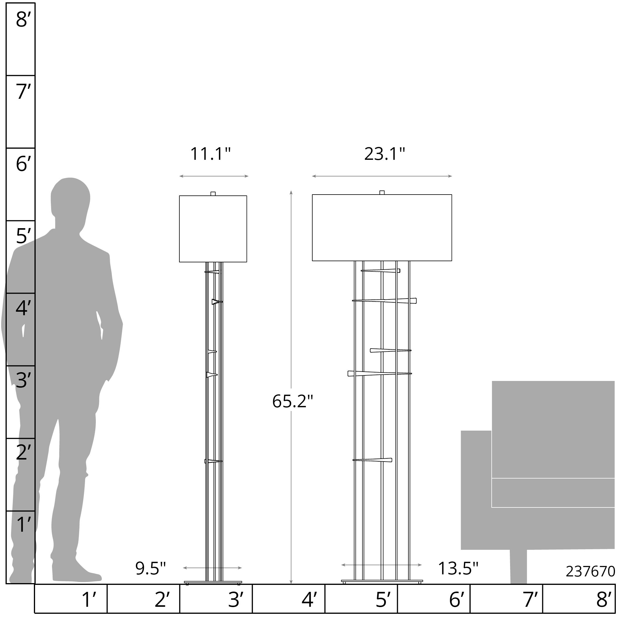 Cavaletti 65.2 inch 100 watt Modern Brass Floor Lamp Portable Light in Natural Anna