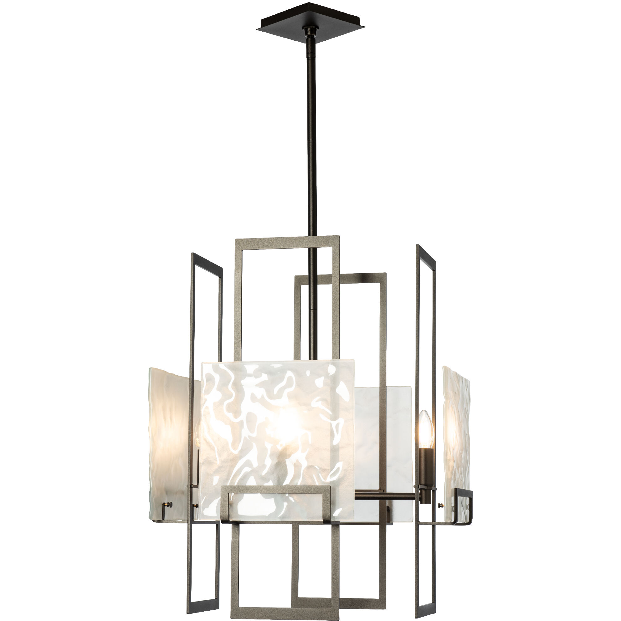 Geo 4 Light 20.9 inch Oil Rubbed Bronze Pendant Ceiling Light in Frosted