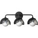 Brooklyn 3 Light 22 inch Black and Sterling Bath Sconce Wall Light in Black/Sterling