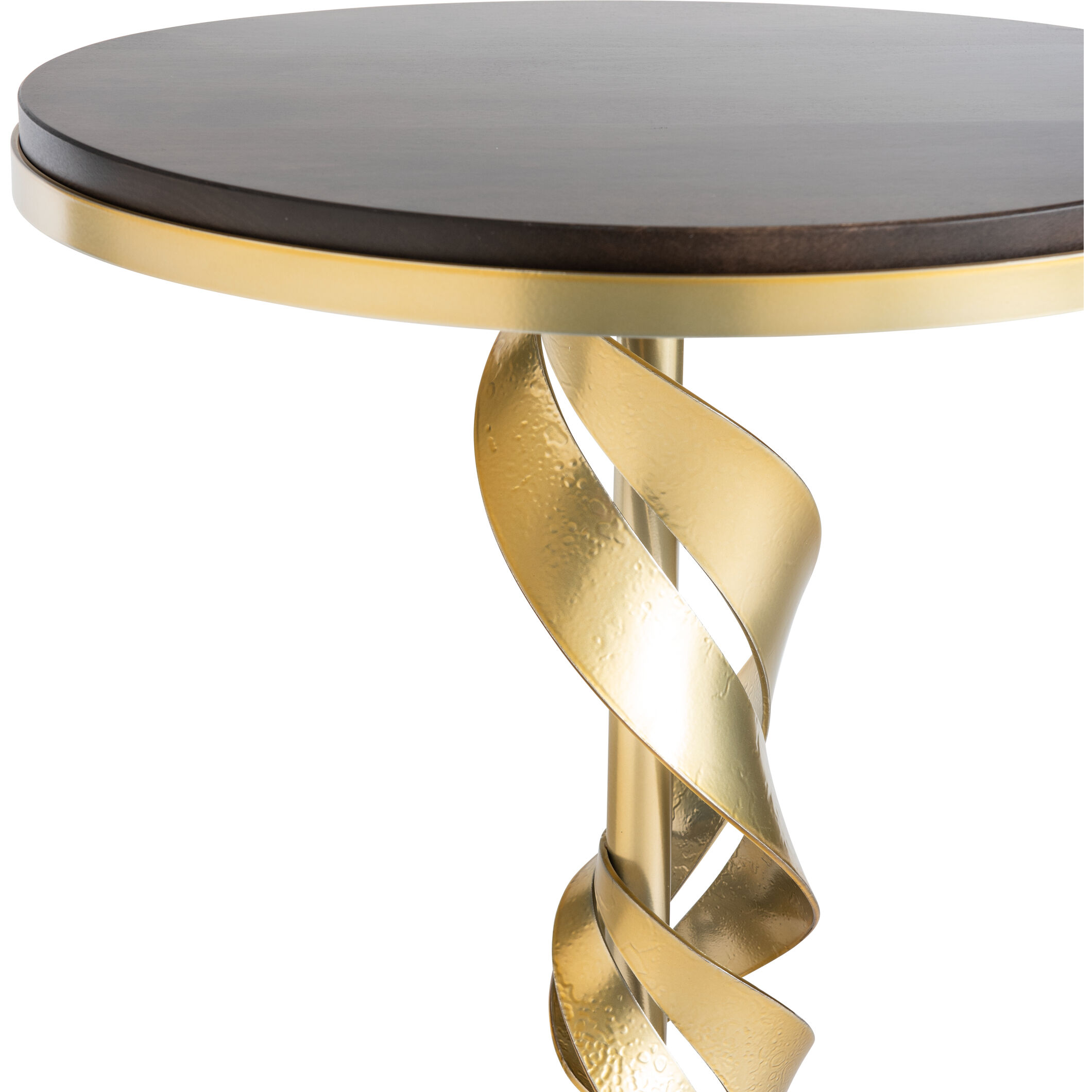 Folio 18.4 inch Modern Brass Accent Table in Maple Espresso, Wood Top