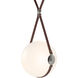 Derby LED 14.9 inch Black with Polished Nickel Pendant Ceiling Light in Leather British Brown/Non-Branded Plate, Black/Polished Nickel, Short