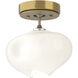 Ume 1 Light 6.3 inch Modern Brass and Modern Brass Semi-Flush Ceiling Light in Frosted