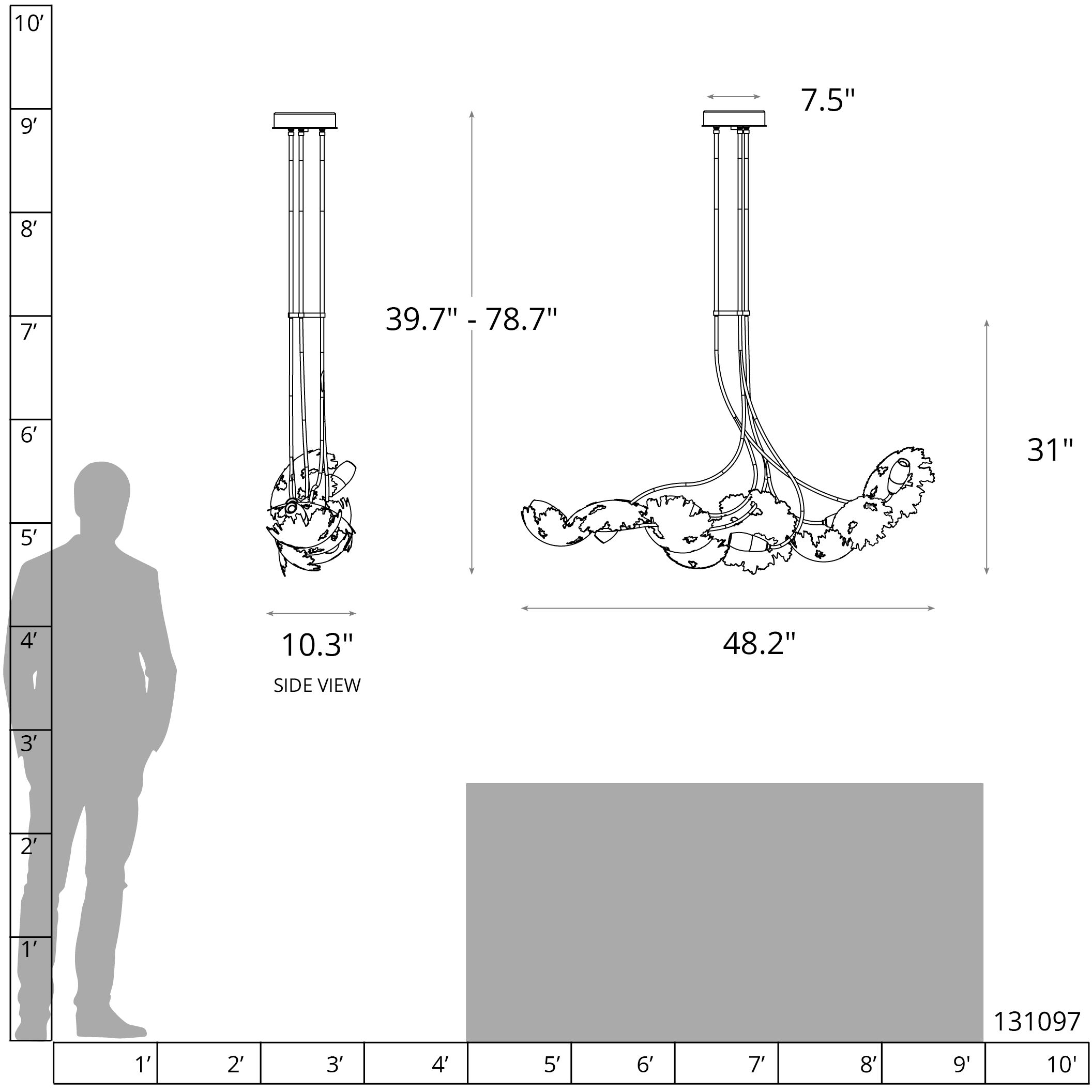 Pangea LED 48.2 inch Ink Linear Pendant Ceiling Light