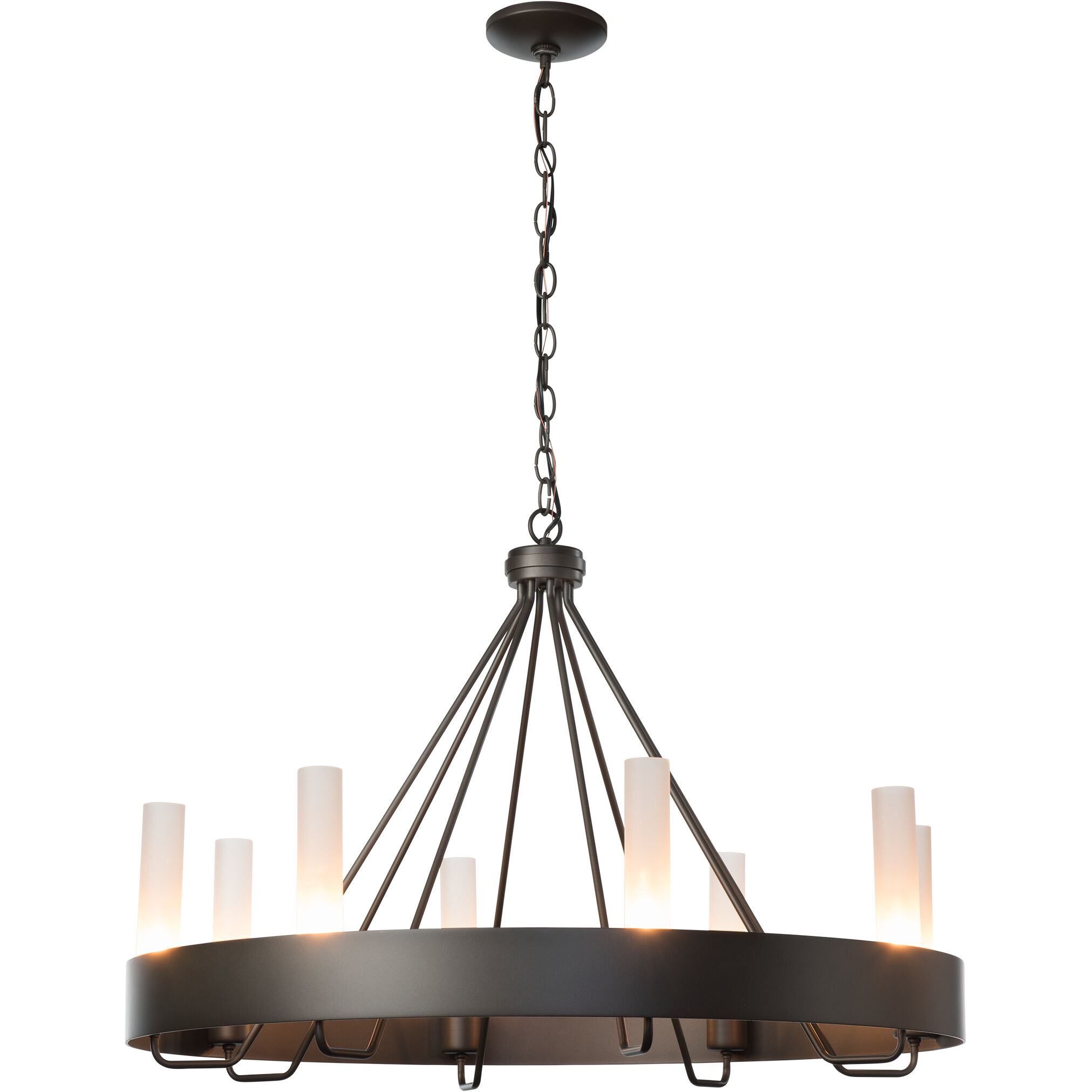 Banded Ring 8 Light 32 inch Dark Smoke Chandelier Ceiling Light in Frosted
