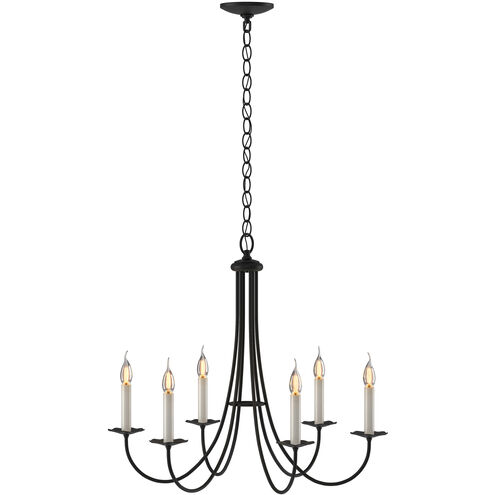 Simple Sweep 6 Light 26 inch Black Chandelier Ceiling Light