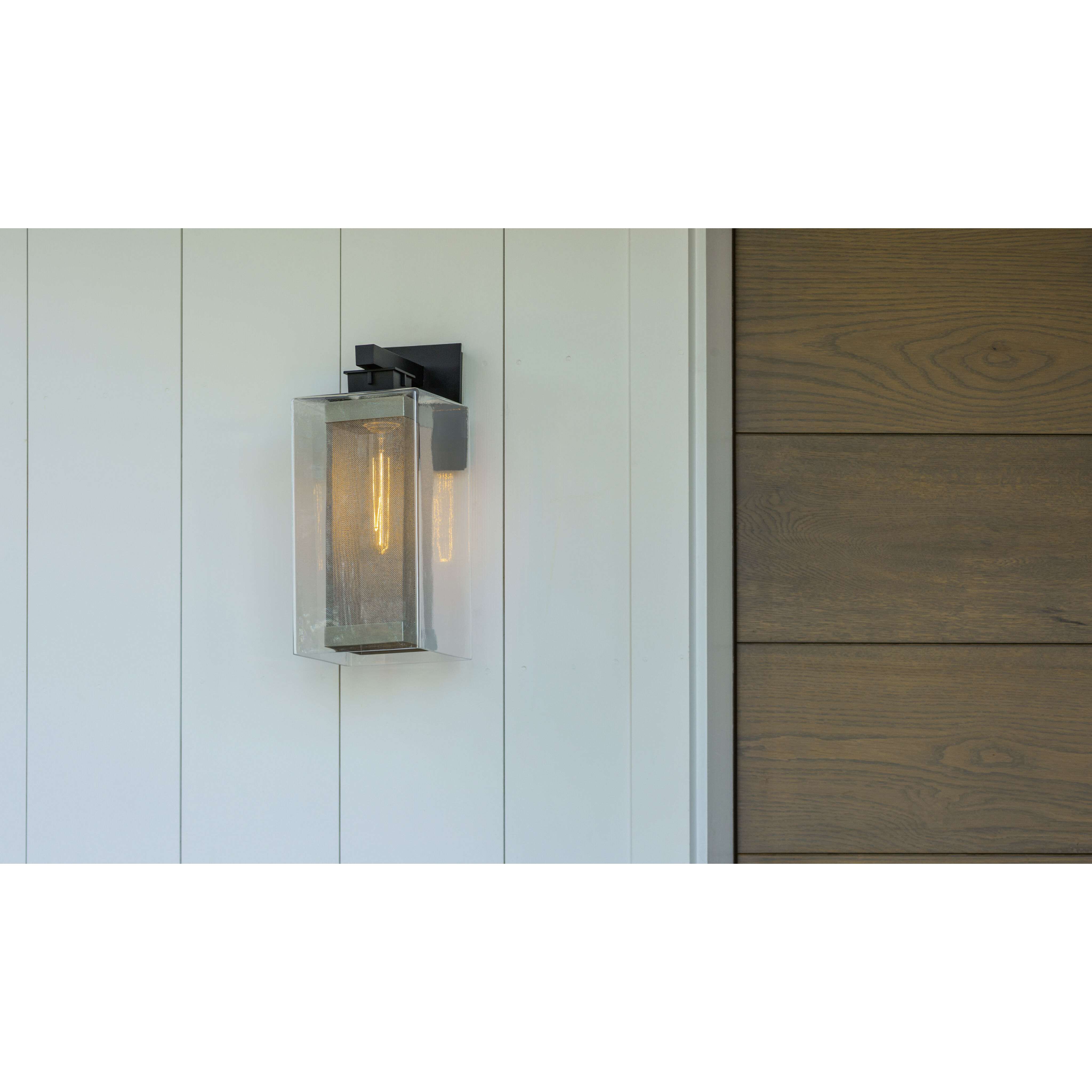 Polaris 1 Light 16.4 inch Coastal Black and Coastal Silver Outdoor Sconce, Large