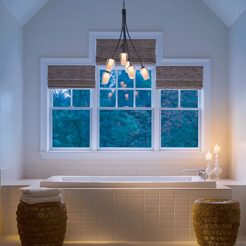 Flora 6 Light 23.1 inch Dark Smoke Chandelier Ceiling Light in Seeded with Opal