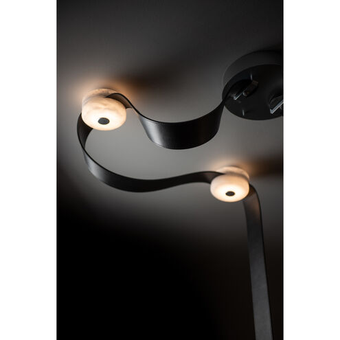 Art & Alchemy SNAPS LED 58 inch White Pendant Ceiling Light in Chestnut Leather with Alabaster, Medium