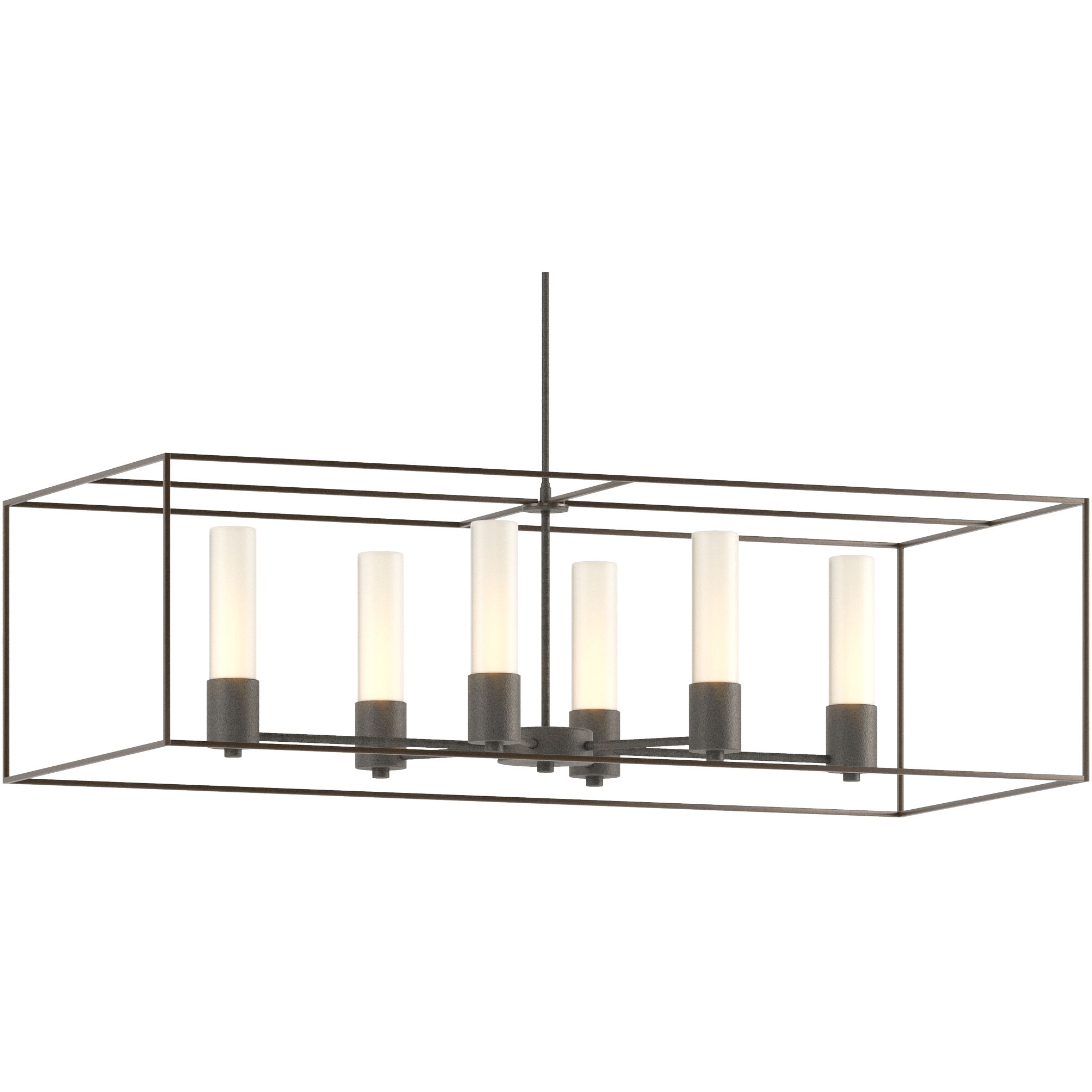 Portico 6 Light 42 inch Natural Iron and Bronze Pendant Ceiling Light in Natural Iron/Bronze, Opal