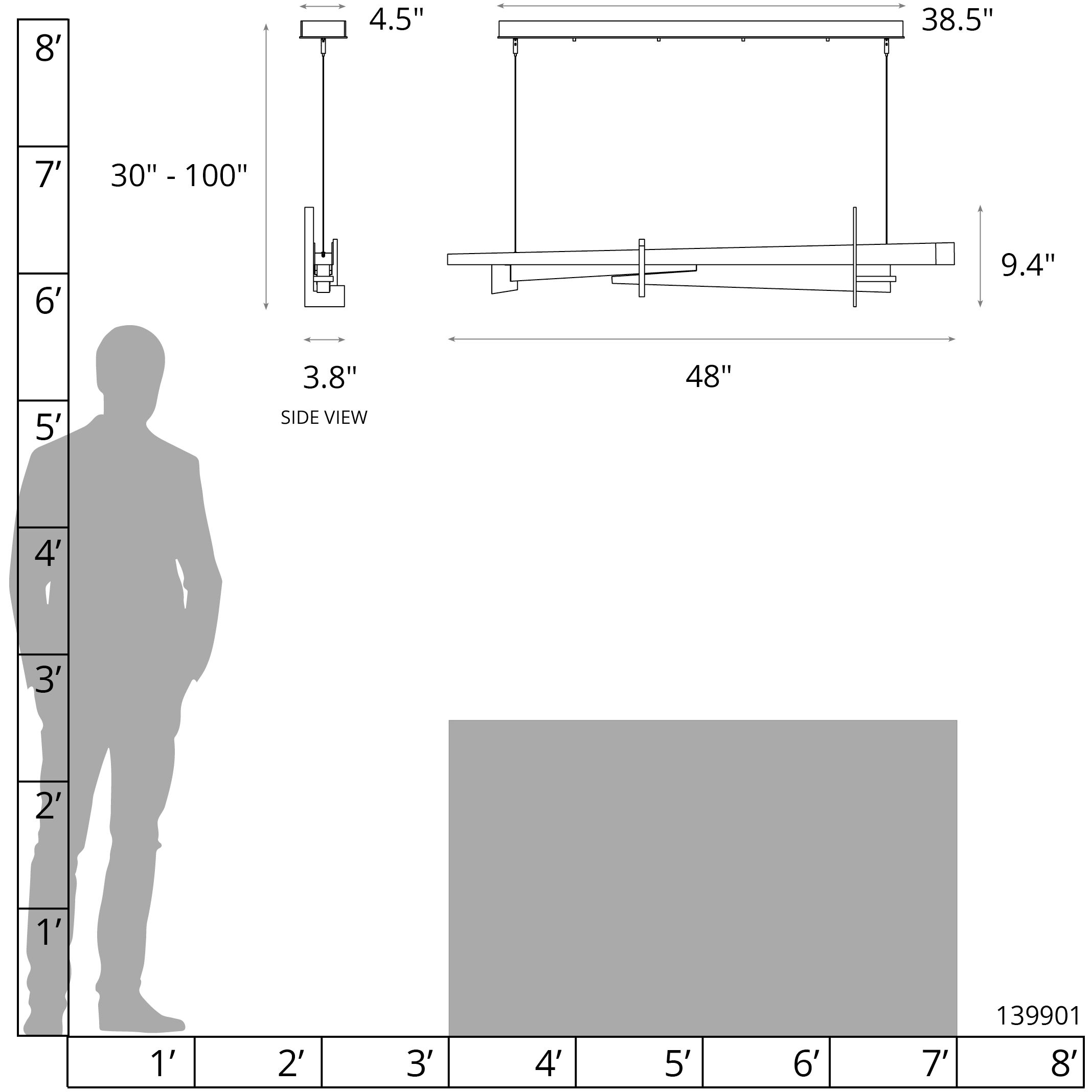 Tenon LED 48 inch Sterling Pendant Ceiling Light