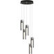 Exos Glass 5 Light 13.5 inch Natural Iron Pendant Ceiling Light in Clear, Long