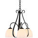 Sweeping Taper 3 Light 18.4 inch Black Chandelier Ceiling Light in Opal