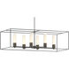 Portico 6 Light 42 inch Natural Iron and Black Pendant Ceiling Light in Natural Iron/Black, Opal