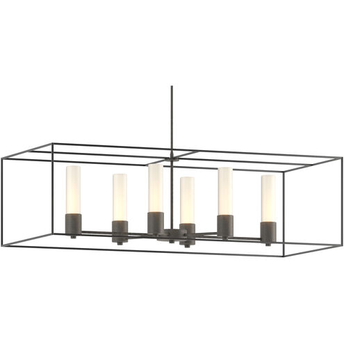 Portico 6 Light 42 inch Natural Iron and Black Pendant Ceiling Light in Natural Iron/Black, Opal