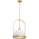 Atlas 1 Light 13.9 inch Modern Brass and White Pendant Ceiling Light in Modern Brass/White, Small